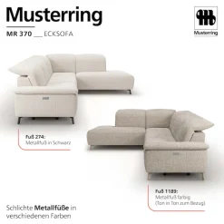 Musterring Ecksofa »MR 370, intelligenter Komfort im modernen Design« Optionale Relaxfunktion, flexible Kopfteile & klappbare Armlehnen