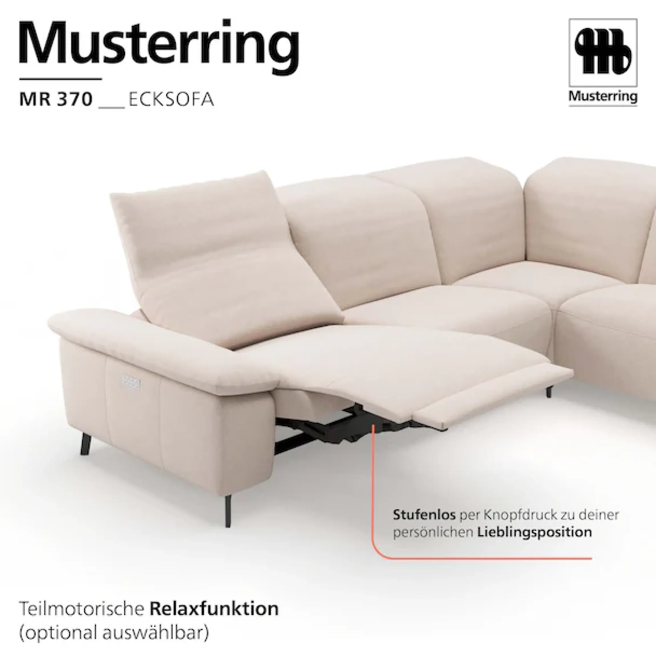 Musterring Ecksofa »MR 370, intelligenter Komfort im modernen Design« Optionale Relaxfunktion, flexible Kopfteile & klappbare Armlehnen