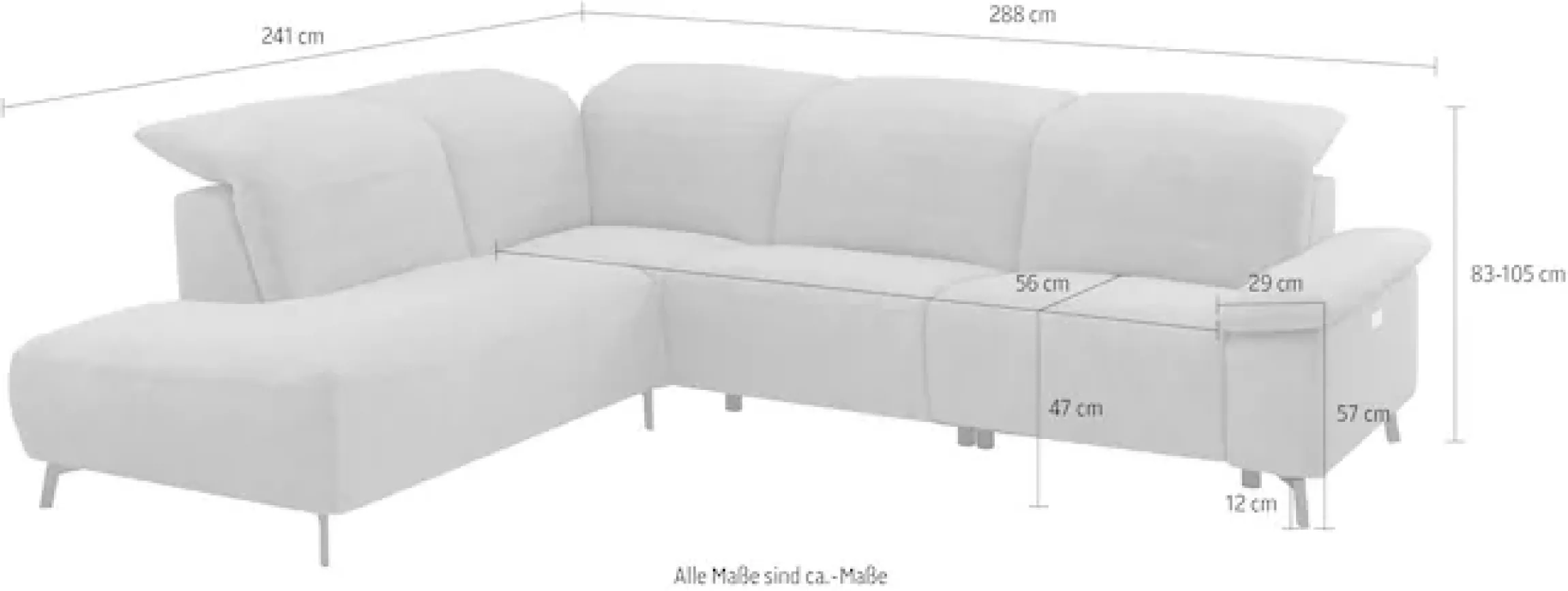 Musterring Ecksofa »MR 370, intelligenter Komfort im modernen Design« Optionale Relaxfunktion, flexible Kopfteile & klappbare Armlehnen