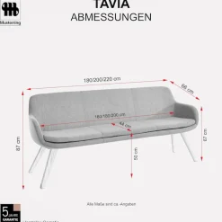 Musterring Essbank »Tavia« Stativgestell Wildnussbaum massiv geölt, Breite 180, 200 oder 220 cm