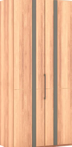 Musterring Kleiderschrank »Sorrent, Kleiderschrank, teilmassiv Eiche« mit Türdämpfern, in 5 Breiten & 2 Höhen, extra Böden, MADE IN GERMANY,Türen in Eiche massiv mit Absetzung in Schiefer, verschiedene Maße