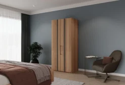 Musterring Kleiderschrank »Sorrent, Kleiderschrank, teilmassiv Eiche« mit Türdämpfern, in 5 Breiten & 2 Höhen, extra Böden, MADE IN GERMANY,Türen in Eiche massiv mit Absetzung in Schiefer, verschiedene Maße