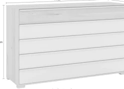 Musterring Schubkastenkommode »Savona Sideboard, Wäscheschrank, mit Schubladen, teilmassiv, 141 cm« Bianco-Eiche, mit Glas, mit Selbsteinzug und Dämpfung, MADE IN GERMANY,Fronten in Bianco-Eiche massiv und Glas Champagner, B141 x H 86cm