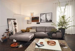 Musterring Wohnlandschaft »MR 2490 Ecksofa mit erstklassigem Sitzkomfort, Long-Life-Leder« Fuß schwarz, Sitzhöhe 48cm, wahlweise mit Funktionen, Maße 342x207 cm