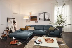 Musterring Wohnlandschaft »MR 2490 Ecksofa mit erstklassigem Sitzkomfort, Long-Life-Leder« Bronze-Fuß, Sitzhöhe 48cm, wahlweise mit Funktionen, Maße 342 x 207 cm
