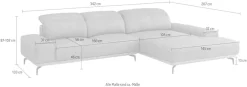 Musterring Wohnlandschaft »MR 2490 Ecksofa mit erstklassigem Sitzkomfort, Long-Life-Leder« Bronze-Fuß Sitzhöhe 46cm, wahlweise mit Funktionen, Maße 342 x 207 cm