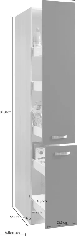 OPTIFIT Apothekerschrank »Faro« , 2 Auszüge, Metallgriffe, Breite 30 cm