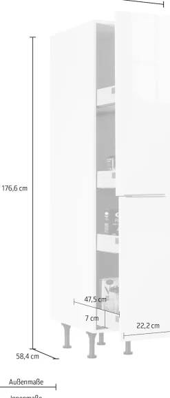 OPTIFIT Apothekerschrank »Tara« mit 2 Vollauszügen und 4 Ablagen, Soft-Close-Funktion, Breite 30 cm