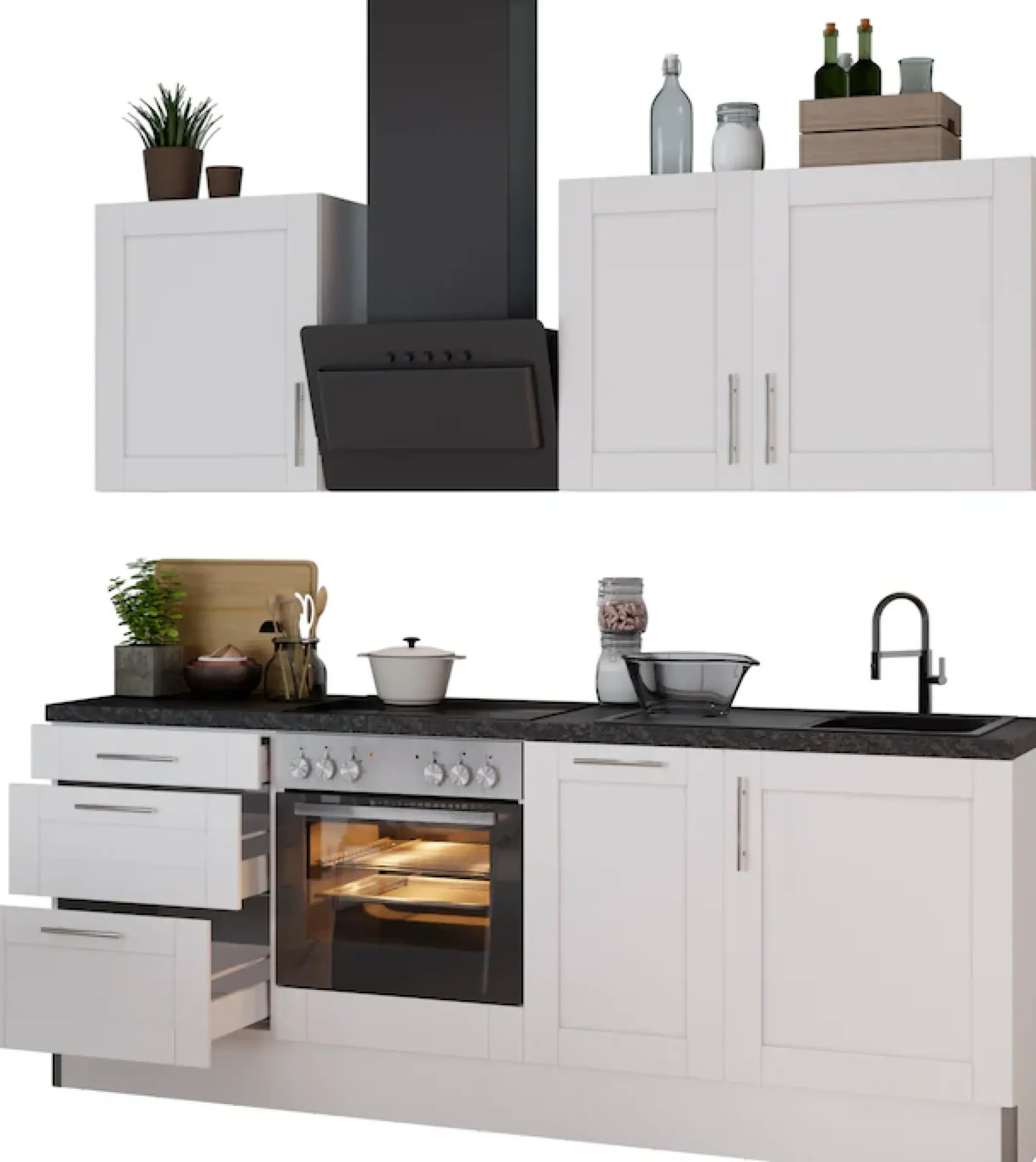 OPTIFIT Küche »Ahus« Breite 225 cm,wahlweise mit E-Geräten,MDF Fronten,Soft Close Funktion
