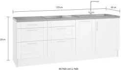 OPTIFIT Küche »Ahus« Breite 225 cm, wahlw. Mit E-Geräten, Soft Close Funktion, MDF Fronten
