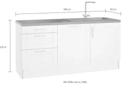 OPTIFIT Küche »Ahus« 180 cm breit, wahlw.mit E-Geräten, Soft Close Funktion, MDF Fronten