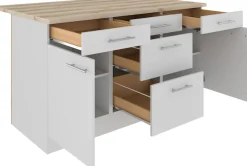 OPTIFIT Kücheninsel »Optifit« Breite 150 cm, 2 Türen, 3 Schubkästen, 2 Auszüge