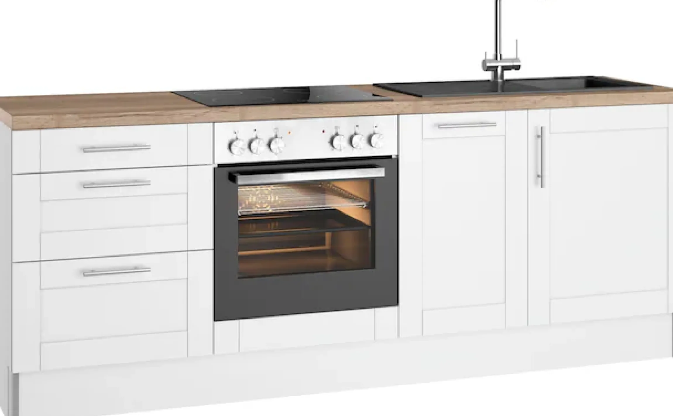 OPTIFIT Küchenzeile »Ahus« 225 cm breit,wahlweise mit E-Geräten,Soft Close Funktion, MDF Fronten