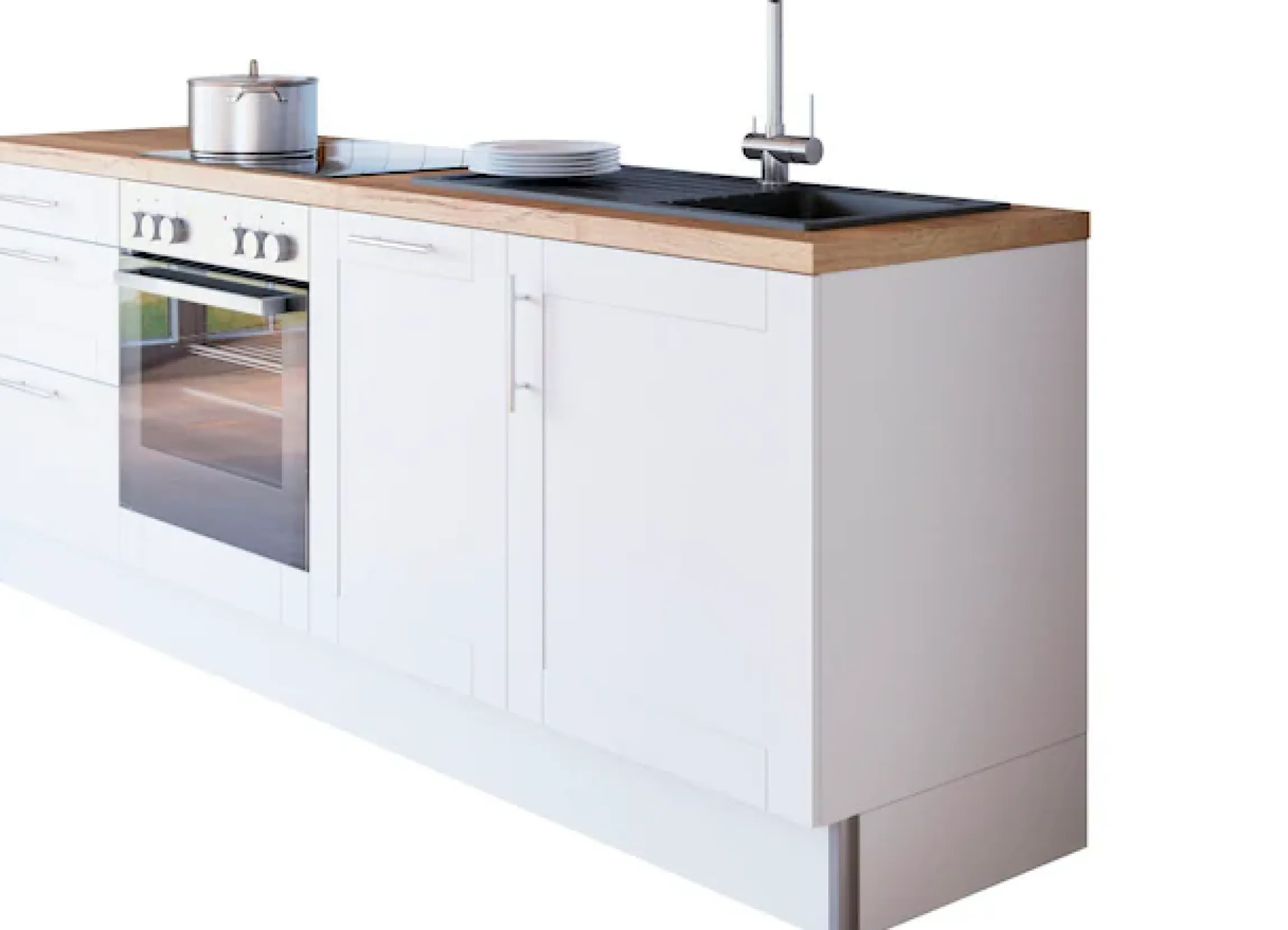 OPTIFIT Küchenzeile »Ahus« 225 cm breit,wahlweise mit E-Geräten,Soft Close Funktion, MDF Fronten