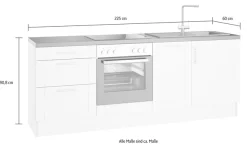 OPTIFIT Küchenzeile »Ahus« 225 cm breit,wahlweise mit E-Geräten,Soft Close Funktion, MDF Fronten