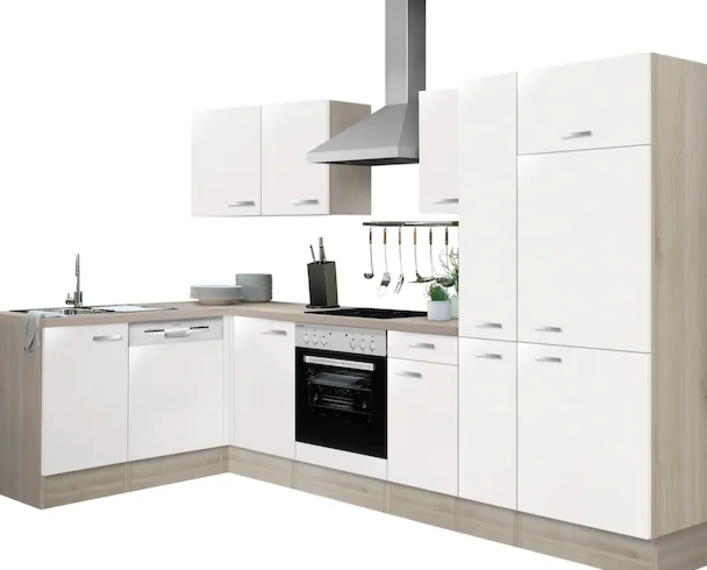 OPTIFIT Küchenzeile »Faro« Stellbreite 300x175 cm, wahlweise mit E-Geräten,mit Apothekerschr.
