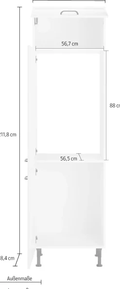 OPTIFIT Kühlumbauschrank »Elga« mit Soft-Close-Funktion, höhenverstellbaren Füßen, Breite 60 cm
