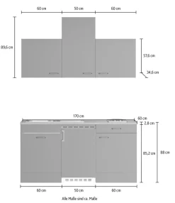 OPTIFIT Pantryküche »OPTImulti« Breite 170 cm, mit Unterbaukühlschrank und 2-Platten-Kochfeld