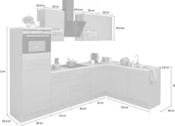 OPTIFIT Winkelküche »Bern mit Hanseatic-E-Geräten« Stellbreite 285x175 cm, mit Induktionskochfeld, Soft-Close