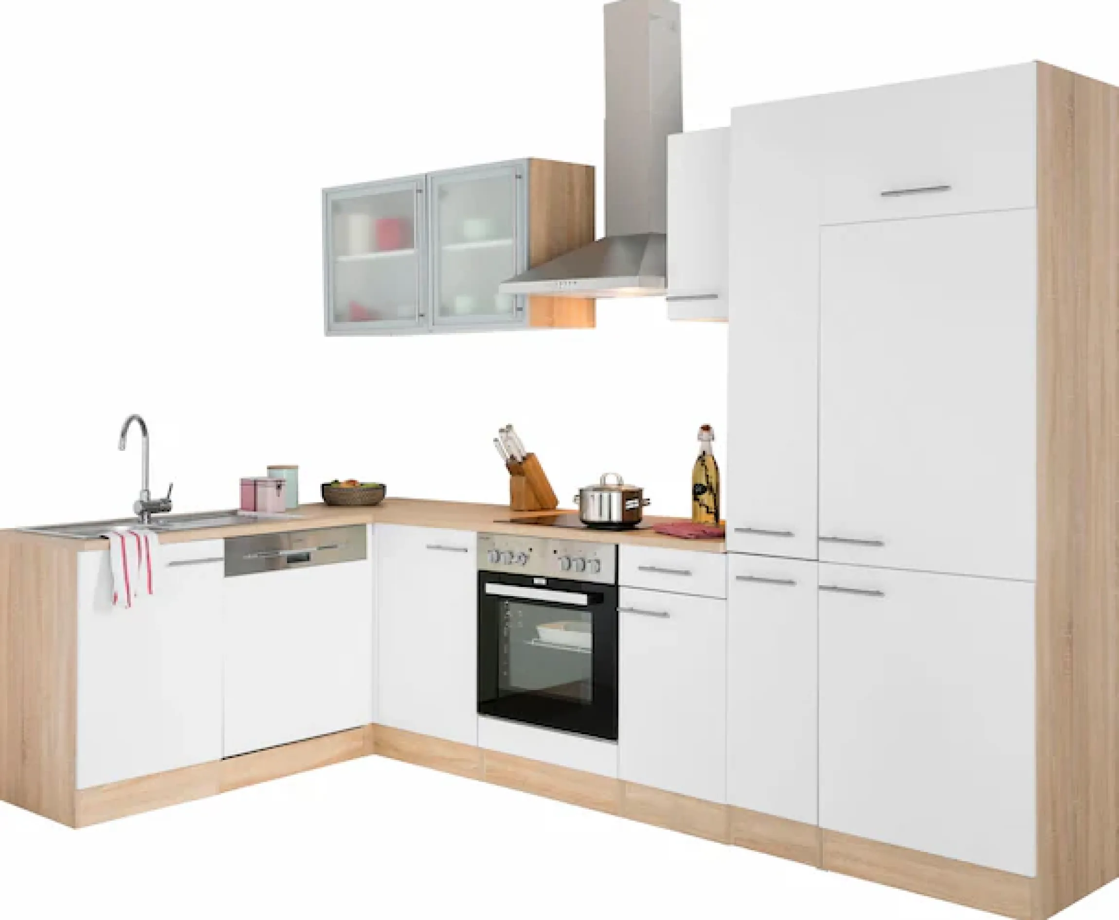 OPTIFIT Winkelküche »Kalmar« Stellbreite 300x175 cm, wahlweise mit E-Geräten, mit Arbeitsplatte