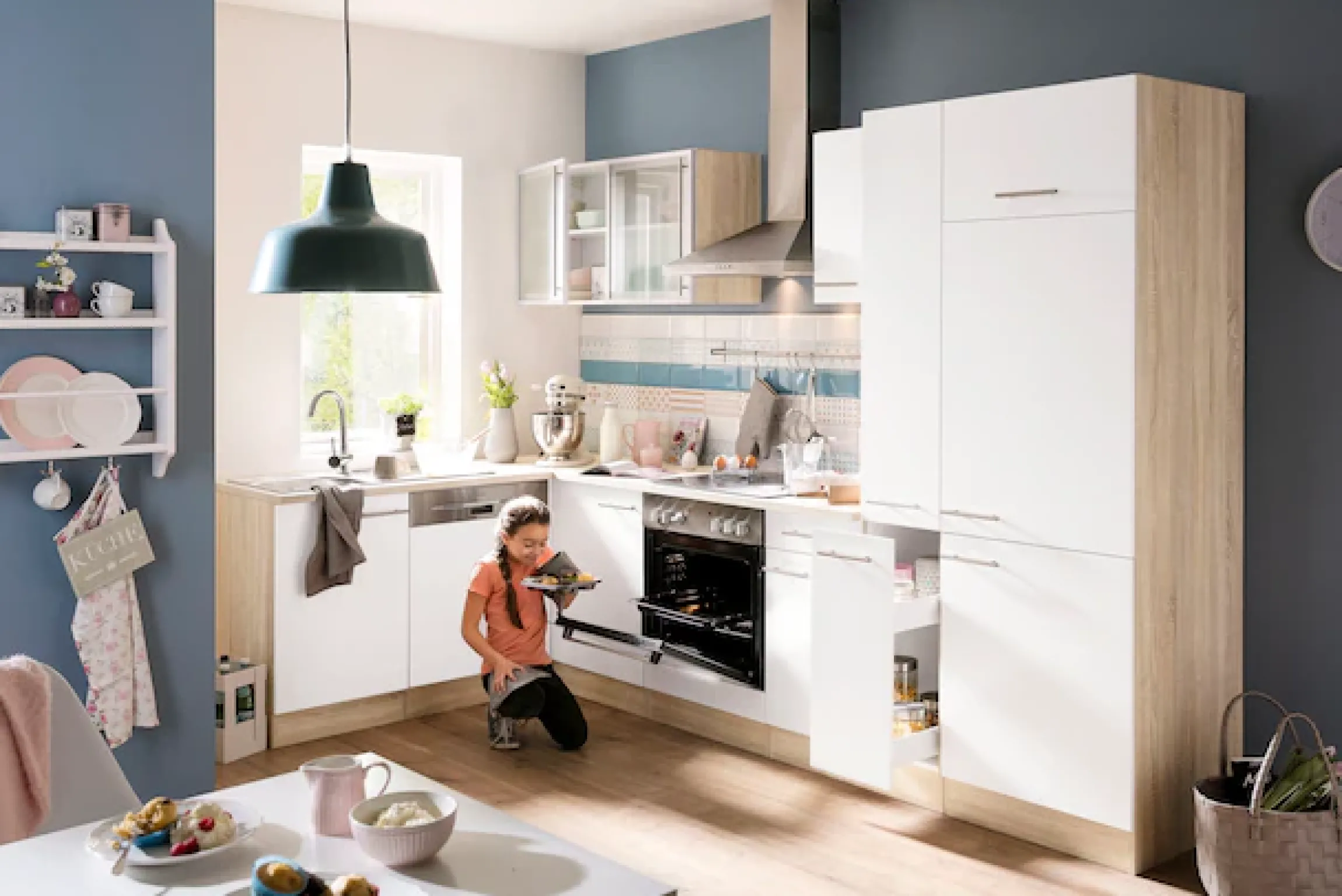 OPTIFIT Winkelküche »Kalmar« Stellbreite 300x175 cm, wahlweise mit E-Geräten, mit Arbeitsplatte