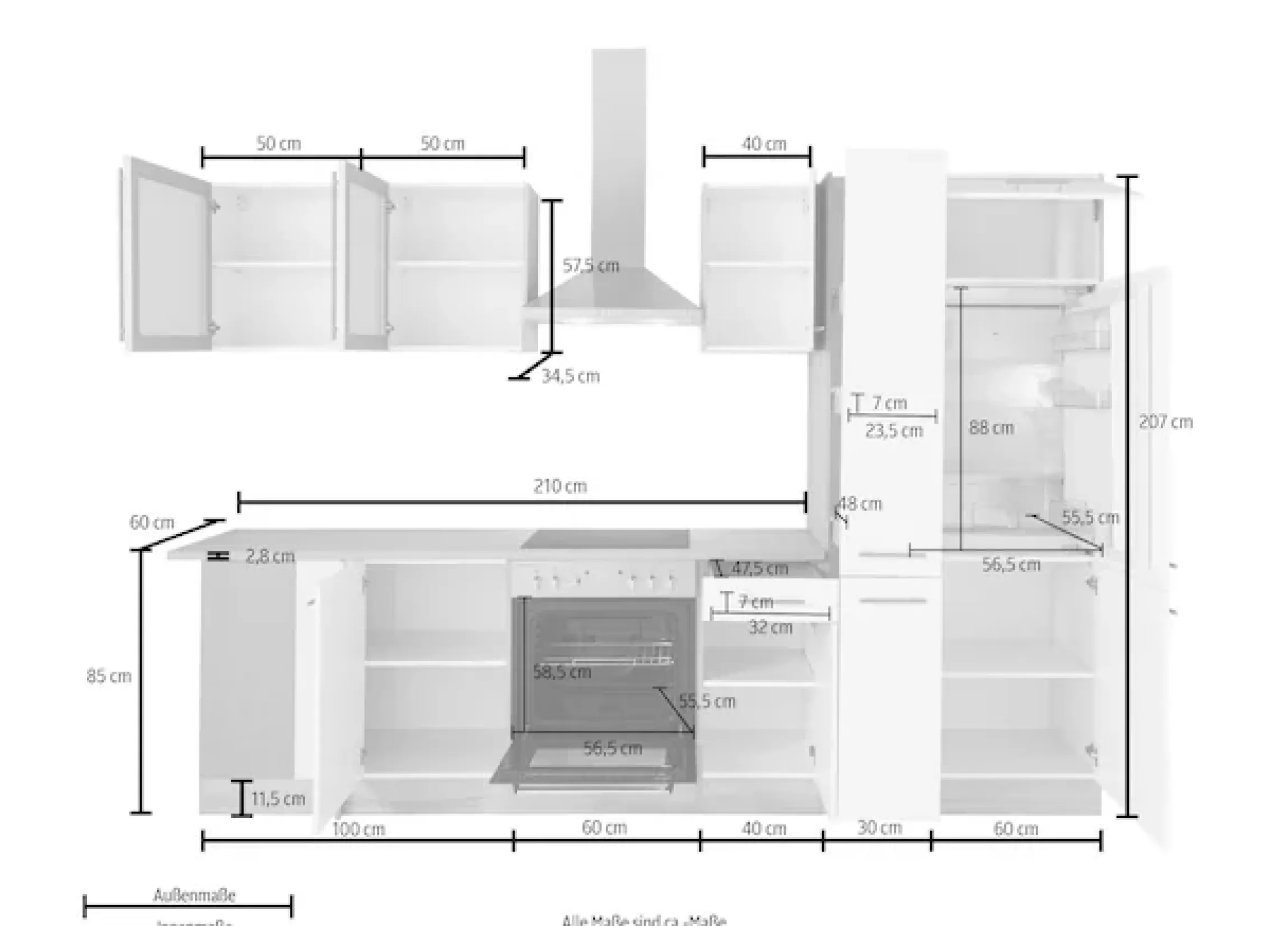 OPTIFIT Winkelküche »Kalmar« Stellbreite 300x175 cm, wahlweise mit E-Geräten, mit Arbeitsplatte