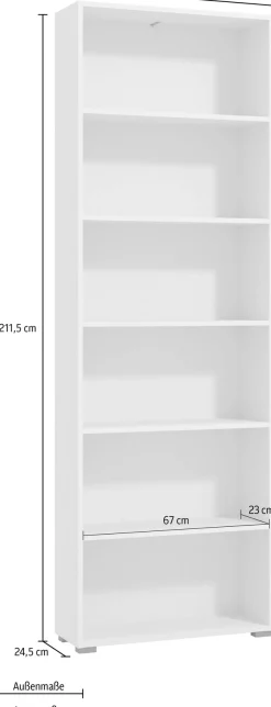 OTTO home Aktenregal »Tomar Regal Bücherregal« Bücherregal mit viel Stauraum, Maße (B/T/H): 70/24,5/211,5 cm