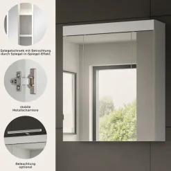 OTTO home Badezimmerspiegelschrank »MAOI, mit 3 Spiegeltüren, in verschiedenen Ausführungen erhältlich« Badmöbel, Badschrank, Schrankspiegel, Spiegel, Bad, Badezimmer