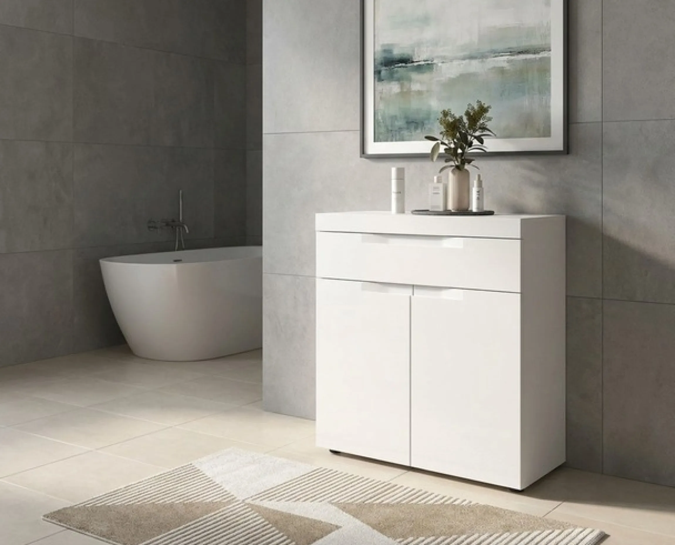 OTTO home Badkommode »MAOI, Breite 75 cm, 2 Türen, 1 Schubkasten, 2 Fächer« Badezimmerschrank, Schrank, Kommode, Midischrank, Bad, Badezimmer