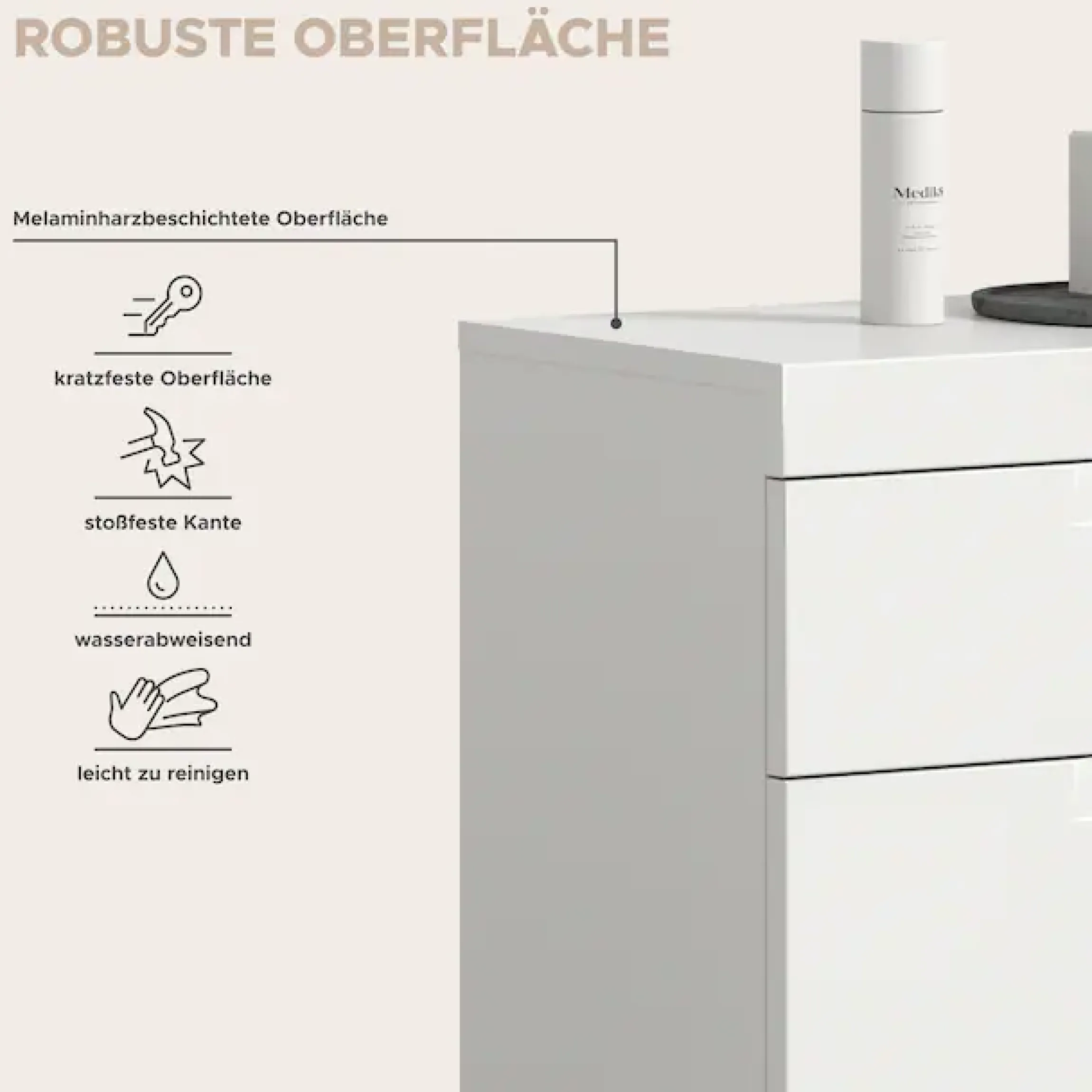 OTTO home Badkommode »MAOI, Breite 75 cm, 2 Türen, 1 Schubkasten, 2 Fächer« Badezimmerschrank, Schrank, Kommode, Midischrank, Bad, Badezimmer