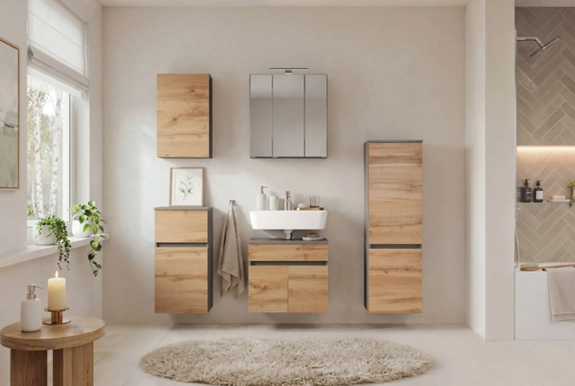 OTTO home Badmöbel-Set »BOZEN, 5-tlg. Unterbecken-Set - Midischrank«