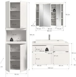 OTTO home Badmöbel-Set »MAOI, 3-teilige Badkombination, hochwertige MDF Front«