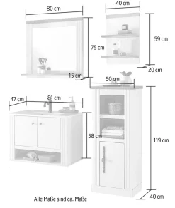 OTTO home Badmöbel-Set »WESTMINSTER, Bad im Landhausstil, 4-teiliges Badezimmer« 4 Stk. tlg.