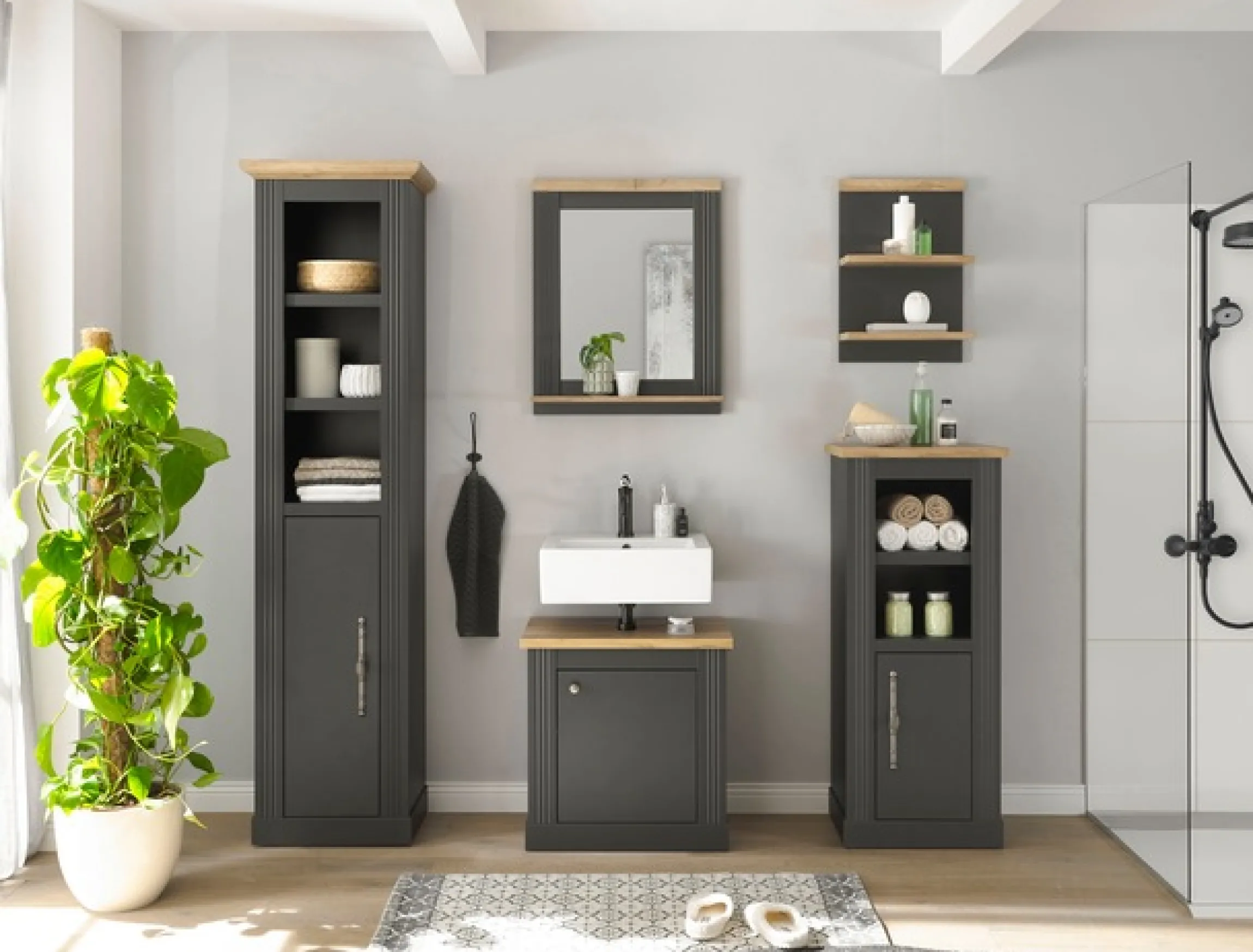 OTTO home Badmöbel-Set »WESTMINSTER, Bad im Landhausstil, 5-teiliges Badezimmer« 5 Stk. tlg.