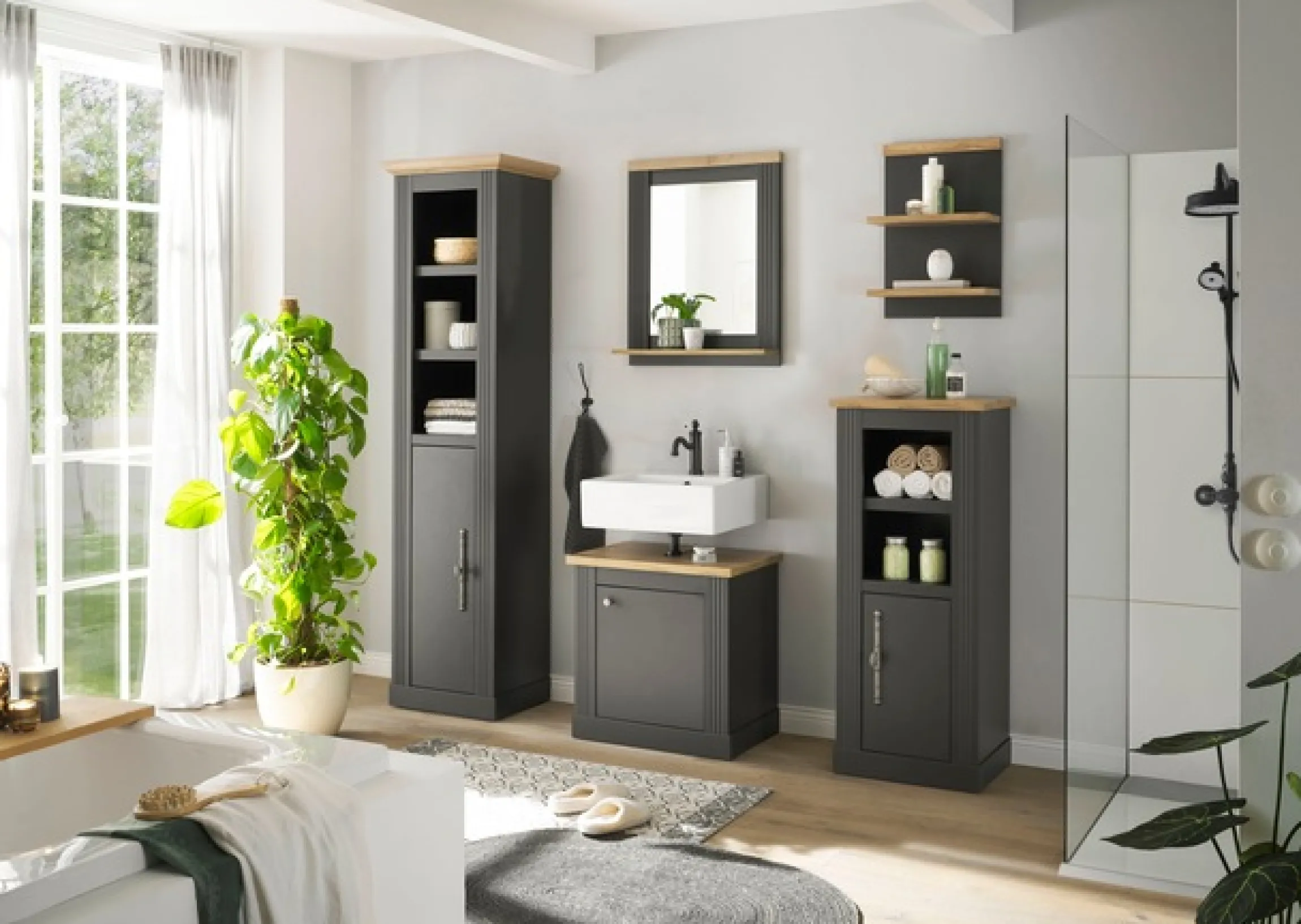 OTTO home Badmöbel-Set »WESTMINSTER, Bad im Landhausstil, 5-teiliges Badezimmer« 5 Stk. tlg.