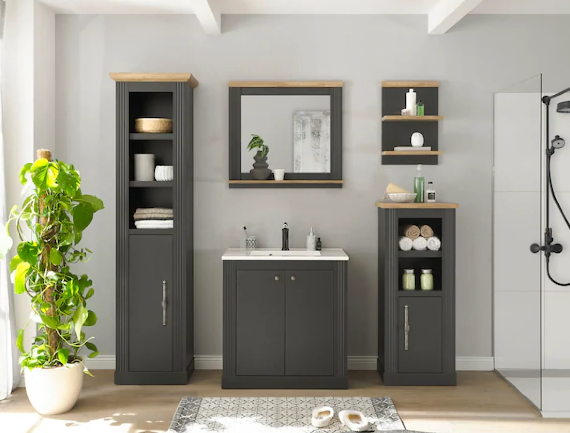 OTTO home Badmöbel-Set »WESTMINSTER, Bad im Landhausstil, 5-teiliges Badezimmer« 5 Stk. tlg.