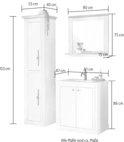 OTTO home Badmöbel-Set »WESTMINSTER, Bad im Landhausstil, 3-teiliges Badezimmer« 3 Stk. tlg.