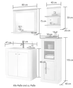 OTTO home Badmöbel-Set »WESTMINSTER, Bad im Landhausstil, 2-teiliges Badezimmer« 4 Stk. tlg.