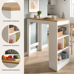 OTTO home Bartisch »NORDBY, Breite x Höhe: 105 x 103cm, 4 offene Fächer« Esstisch, Stehtisch, Tresentisch, Bistrotisch, Küchentisch