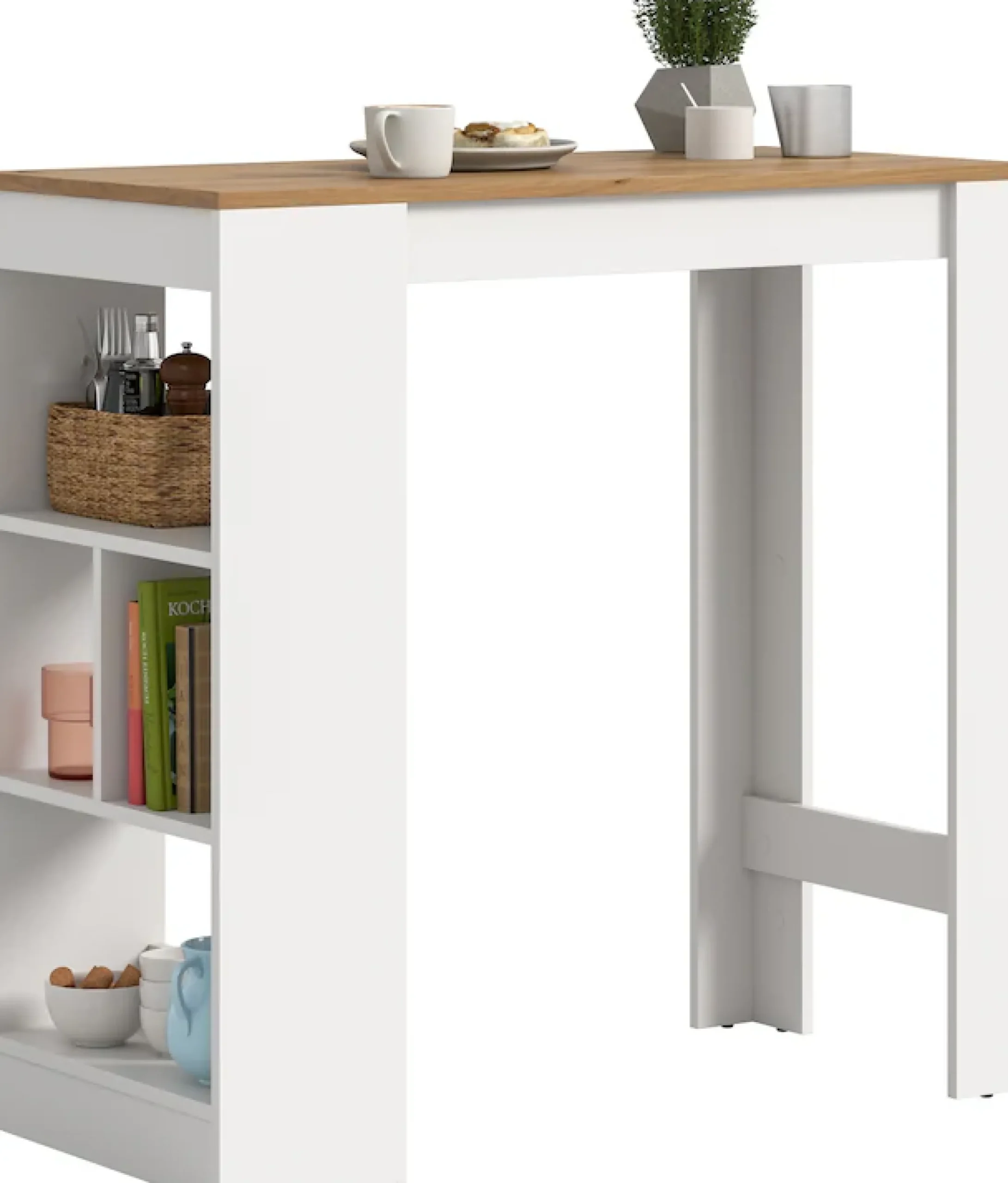 OTTO home Bartisch »NORDBY, Breite x Höhe: 105 x 103cm, 4 offene Fächer« Esstisch, Stehtisch, Tresentisch, Bistrotisch, Küchentisch