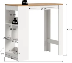 OTTO home Bartisch »NORDBY, Breite x Höhe: 105 x 103cm, 4 offene Fächer« Esstisch, Stehtisch, Tresentisch, Bistrotisch, Küchentisch