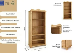 OTTO home Bücherregal »Adele, Standregal, Regal« B/T/H:,aus massiver Kiefer, Breite 92 cm, FSC®
