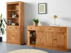 OTTO home Bücherregal »Liotta« mit 3 verstellbare Einlegeböden, 1 Schubkasten, massives Kiefernholz