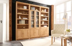 OTTO home Bücherregal »Soeren Eiche Regal mit 5 breiten Schubkästen in geteilter Optik« T/H: 80/29/220 cm, Eiche teilmassiv, FSC®, elegante Metallgriffe