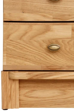 OTTO home Bücherregal »Soeren Eiche Regal mit 5 breiten Schubkästen in geteilter Optik« T/H: 80/29/220 cm, Eiche teilmassiv, FSC®, elegante Metallgriffe