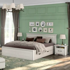 OTTO home Bettgestell »Evergreen, UV lackiertes MDF, FSC-zertifiziert, Made in Europe« optional passende Stauraumschubladen und Nachttische erhältlich,Holzbett im klassischen Landhaus Stil, 160x200cm Liegefläche