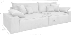 OTTO home Big-Sofa Mega-Sofa wahlweise in Cord oder Bouclé, mit Federkern & 6 Zierkissen