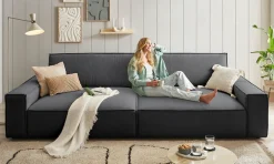 OTTO home Big-Sofa »SHERWOOD XXL Leinenoptik, Big-Sofa (316cm), extra tief (95 cm)« bequemer Sitzkomfort, Cord u. Leinenoptik, Kedernaht