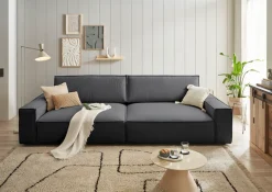 OTTO home Big-Sofa »SHERWOOD XXL Leinenoptik, Big-Sofa (316cm), extra tief (95 cm)« bequemer Sitzkomfort, Cord u. Leinenoptik, Kedernaht