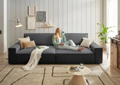 OTTO home Big-Sofa »SHERWOOD XXL Leinenoptik, Big-Sofa (316cm), extra tief (95 cm)« bequemer Sitzkomfort, Cord u. Leinenoptik, Kedernaht